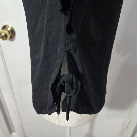 Express Black Ruffle Women Top size Small Side Tie - Picture 5 of 7